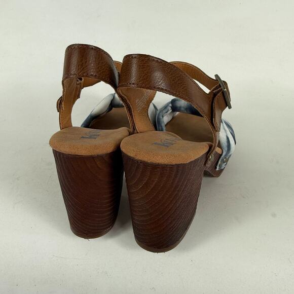 Korks Natalia Platform Sandals Women's 8 Blue White Denim Knot Tie dye Buckle - Picture 7 of 9